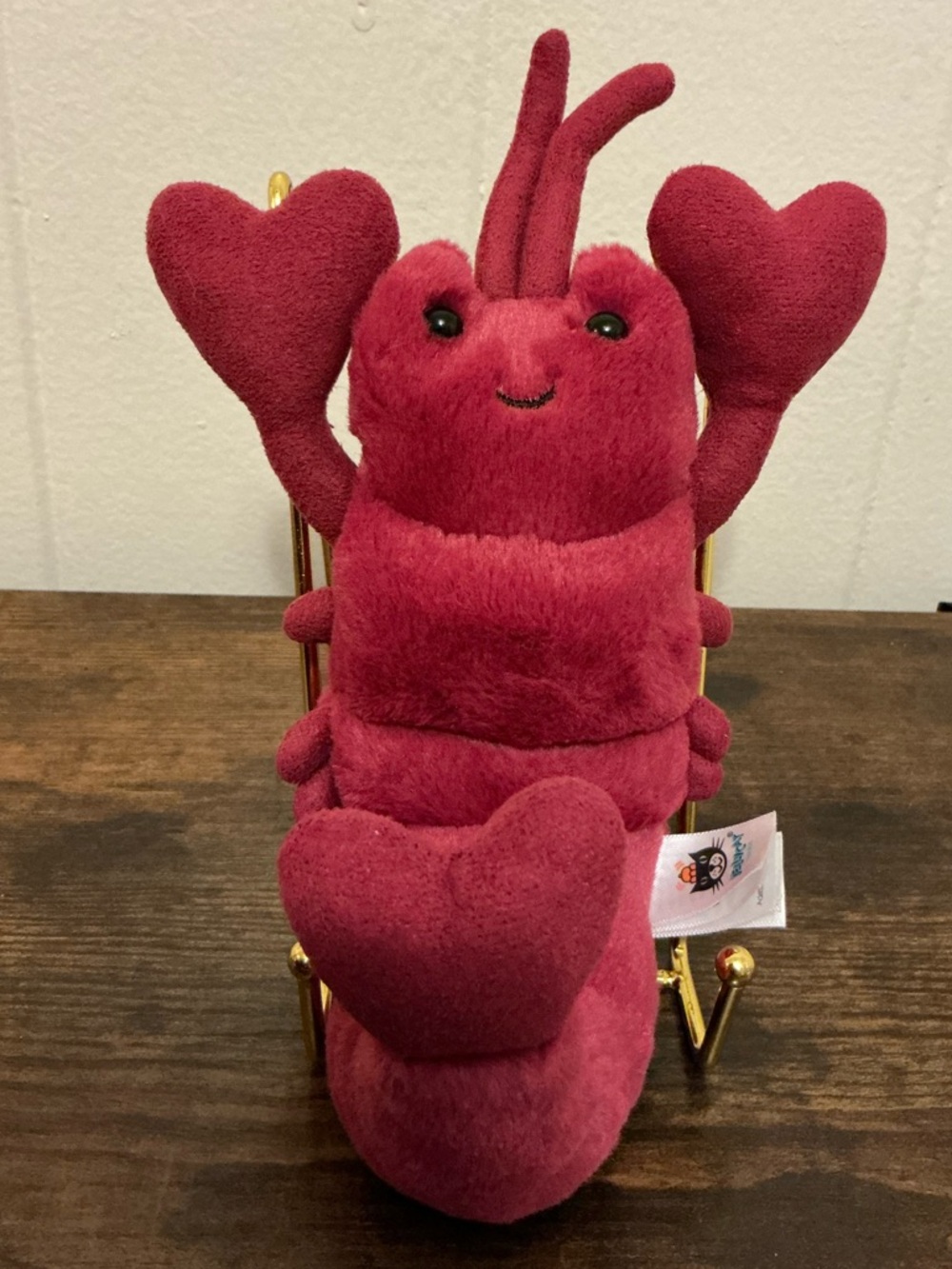 A Rare Retired HTF Jellycat Love-Me Lobster Burgundy Red Plush Toy